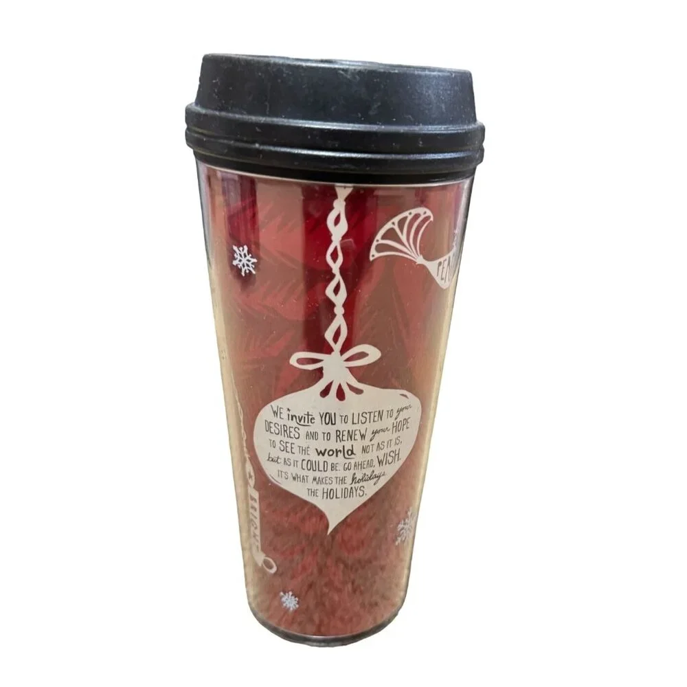 Starbucks Holiday Christmas Coffee Tumbler Hot / Cold Drink Thru 16oz 2009